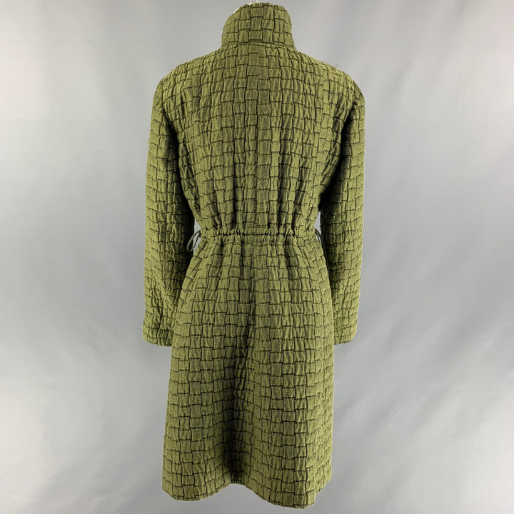 GIORGIO ARMANI Size 8 Green Polyester Blend Two Tone Drawstring Coat