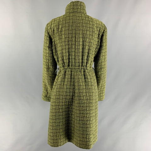 GIORGIO ARMANI Talla 8 Abrigo con cordón de dos tonos en mezcla de poliéster verde