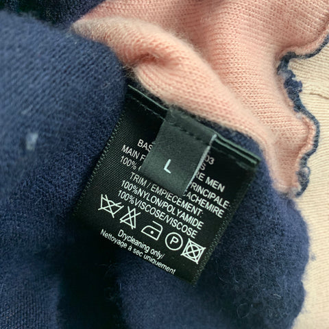 JOSEPH Size L Navy Pink Color Block Cashmere Polo