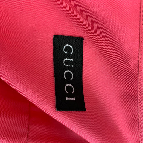 GUCCI Size L Pink Silk Nehru Collar Long Sleeve Shirt