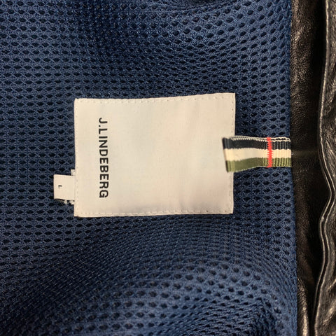 J. LINDEBERG Chaqueta con cremallera de cuero acolchada negra talla L
