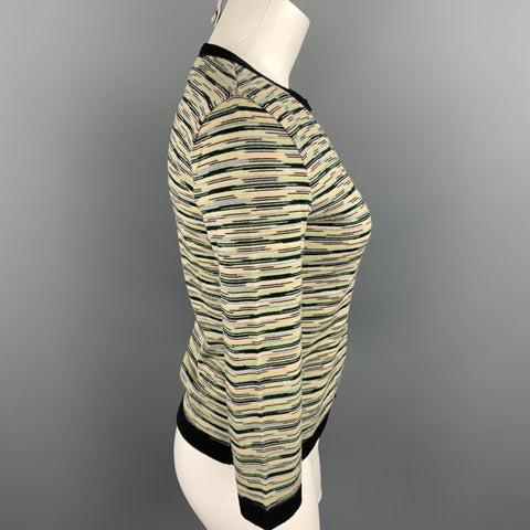 M MISSONI Size 8 Green Knitted Wool / Acrylic Buttoned Cardigan