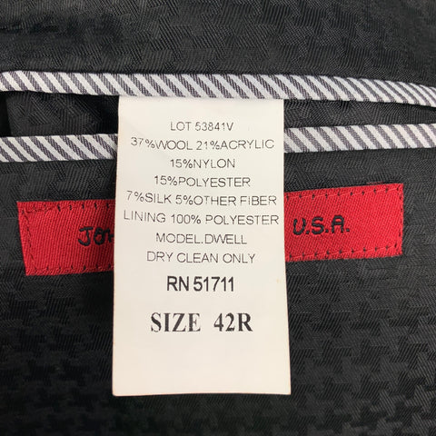 JOHN VARVATOS Size 42 Charcoal White Grey Wool Blend Sport Coat