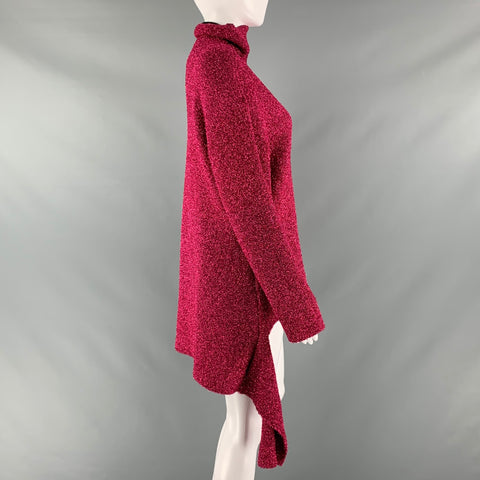 BALENCIAGA Size L Pink Gliter Polyester Blend Turtleneck Dress Top
