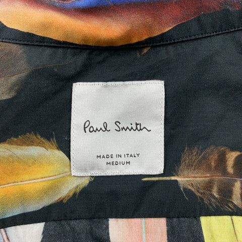 PAUL SMITH Size M Black & Multi-Color Feather Print Cotton Button Up Long Sleeve Shirt