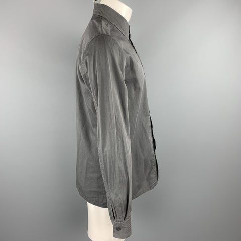 STEPHAN SCHNEIDER Size M Dark Gray Pleated Cotton Button Up Long Sleeve Shirt