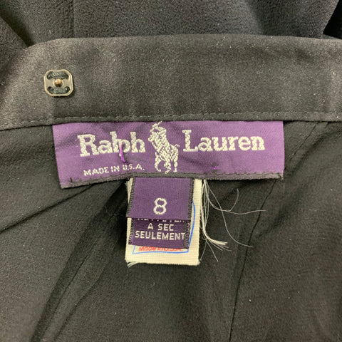 RALPH LAUREN Collection Size 8 Black Silk Wide Leg Dress Pants