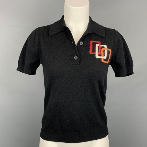 ROCHAS Size 4 Black Wool Buttoned Polo Shirt
