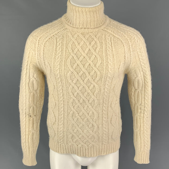 DIOR HOMME Size S Cream Knit Alpaca Blend Turtleneck Sweater