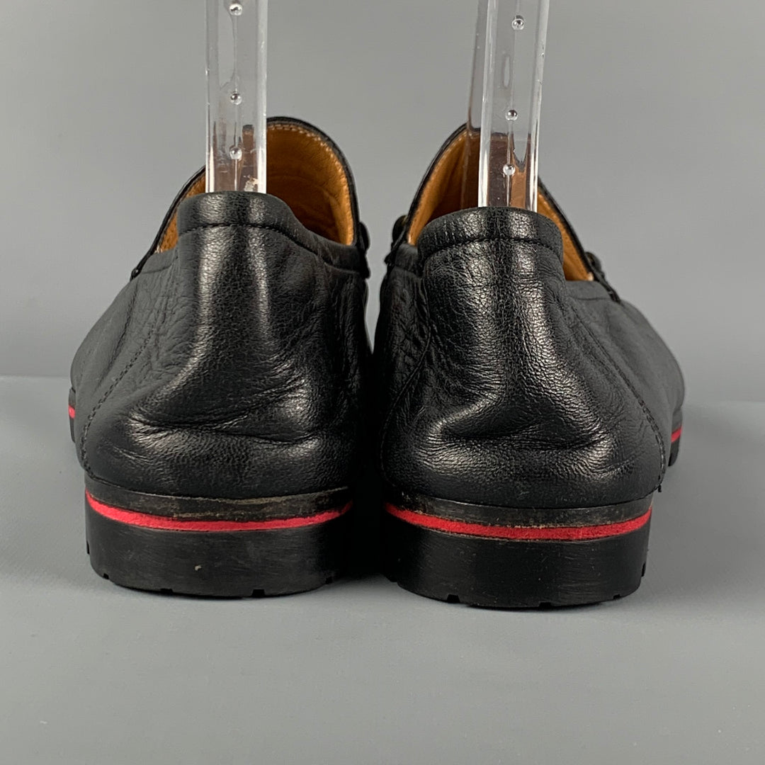 GUCCI Size 9.5 Black Wolf Patch Leather Slip On Loafers
