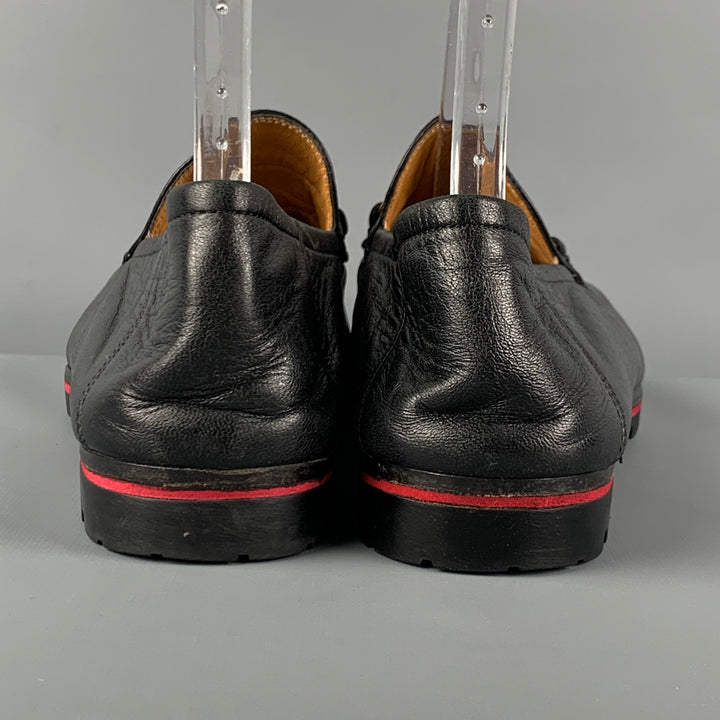 GUCCI Size 9.5 Black Wolf Patch Leather Slip On Loafers