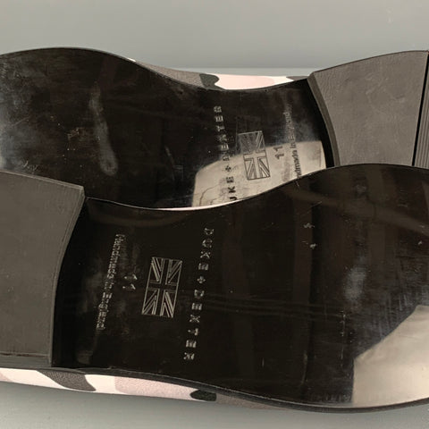 DUKE + DEXTER Size 11 Grey White Camouflage Canvas Slip On Loafers