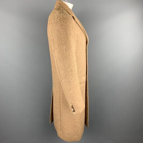 CALVIN KLEIN COLLECTION Size 38 Tan Textured Wool Blend Coat