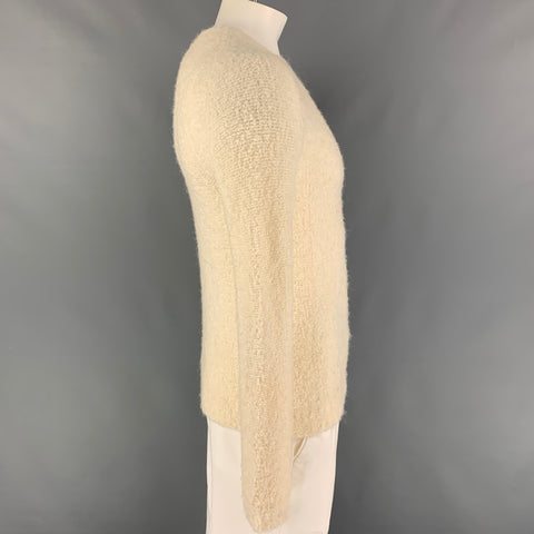 NEIL BARRETT Size L Cream Acrylic Camel Hair Blend Scoop Neck Sweater
