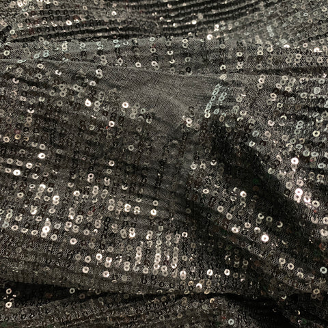 ST. JOHN COUTURE Taille L Pantalon habillé en polyester à paillettes noires avec ceinture élastique