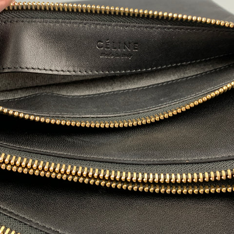 CELINE Black Leather Small Trio Cross Body Bag