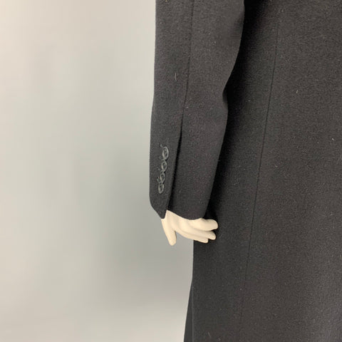 Vintage HERMES Size 10 Black Cashmere Double Breasted Coat