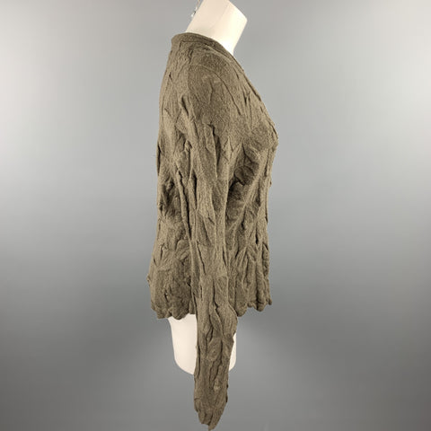 BUTAPANA Taille M Cardigan en laine texturée tricotée olive