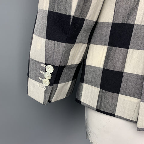 THOM BROWNE Size 50 Regular Black & Beige Checkered Wool Blend Sport Coat
