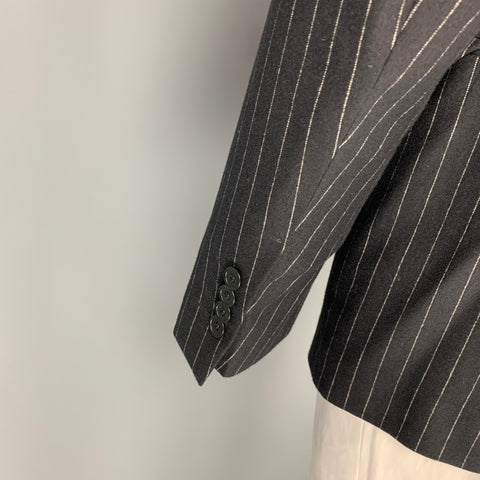 JOHN VARVATOS Size 44 Black White Pinstripe Wool Cashmere Sport Coat