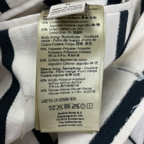SCOTCH AND SODA Size M Beige Black Stripe Cotton Linen Sport Coat