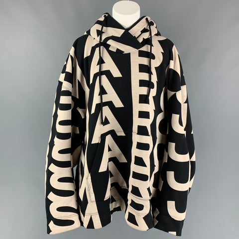 MARC JACOBS Chaqueta con capucha y logo de algodón en color crema y negro Talla XS