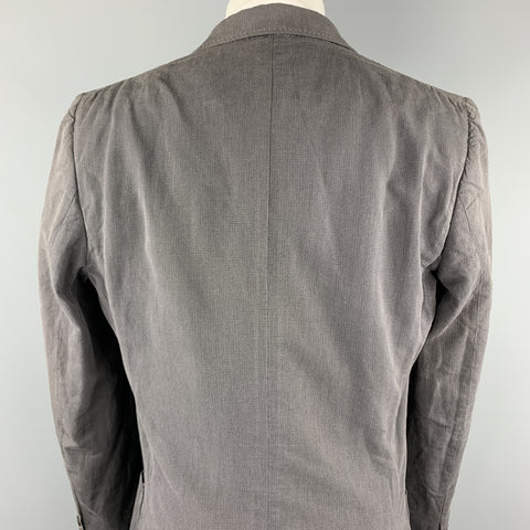 MAISON MARGIELA Size 40 Dark Gray Linen / Cotton Notch Lapel Patch Pockets Sport Coat