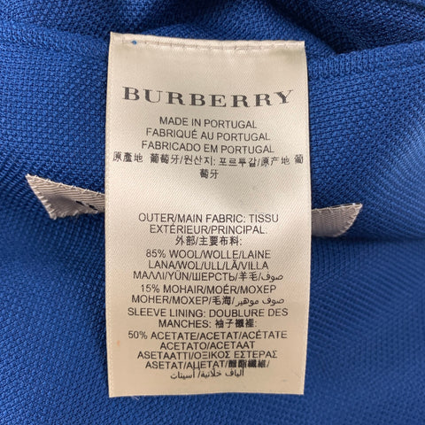 BURBERRY LONDON Size 36 Royal Blue Woven Wool Mohair Sport Coat