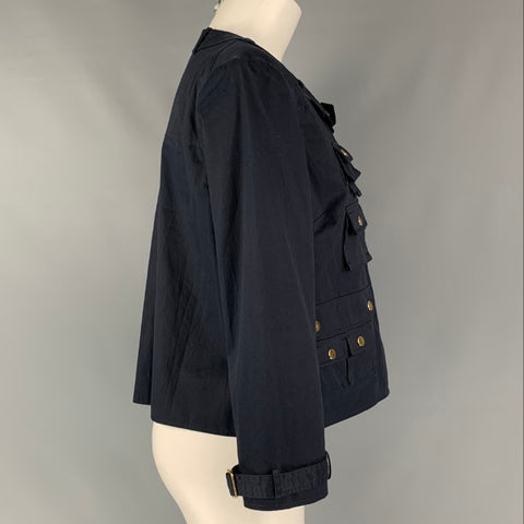 CHRIS BENZ Talla 6 Chaqueta sólida de algodón azul marino