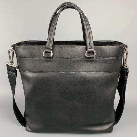 BALLY Black Stripe Leather Rectangle Tote Bag