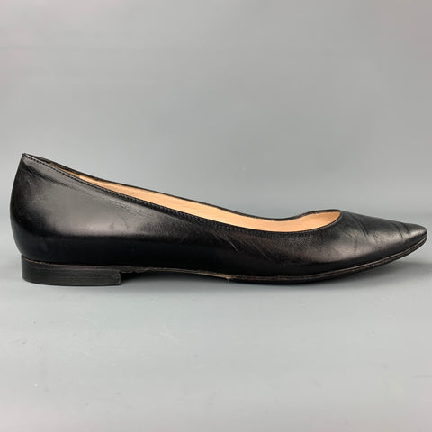 MANOLO BLAHNIK Talla 8 Zapatos planos de cuero negro