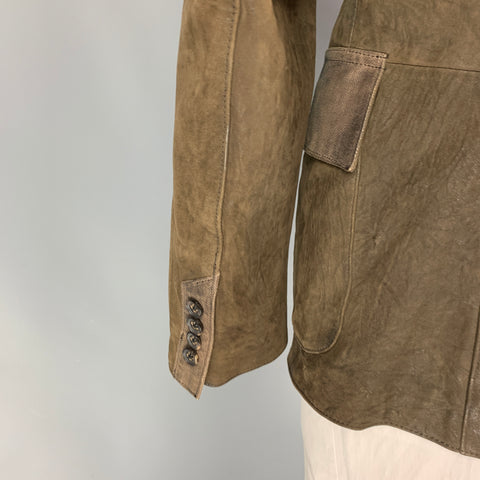 JOHN VARVATOS Size 44 Brown Distressed Lamb Skin Leather Coat