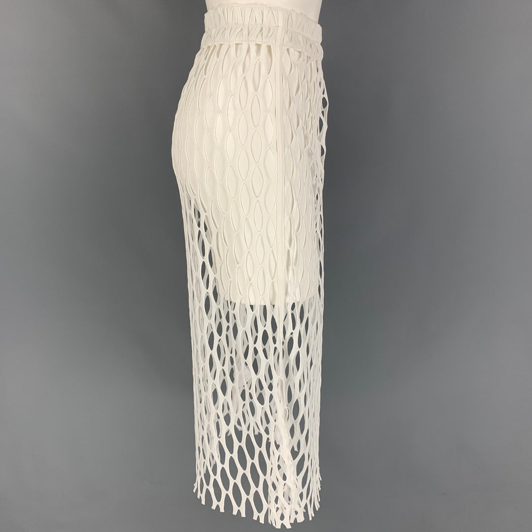 DRIES VAN NOTEN Spring-Summer 2021 Size M White Polyester Mesh Elastic Waistband Skirt