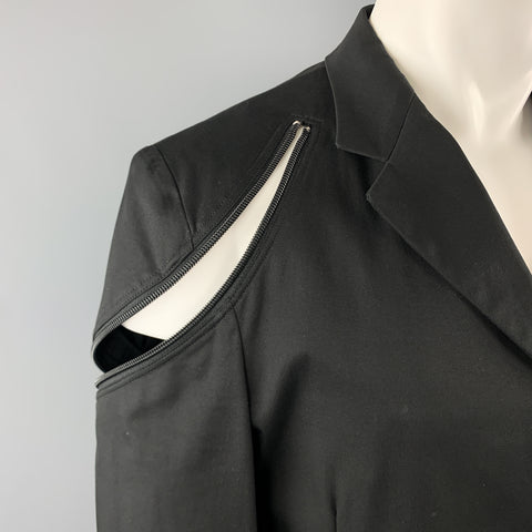 YOHJI YAMAMOTO Size S Black Cotton Zip Shoulder Button Sport Coat