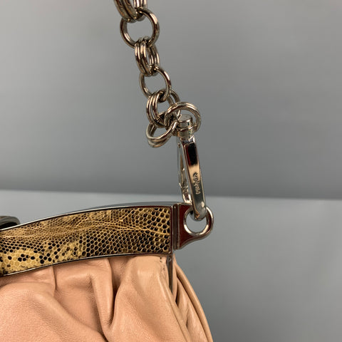 PRADA Nude Leather Lizard Handle Shoulder Bag