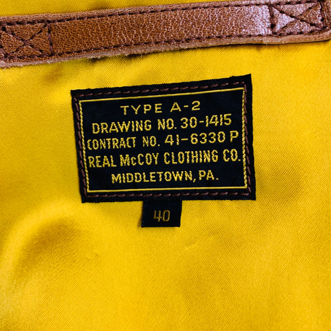 THE REAL MCCOY'S Size 40 Brown Leather Bomber Jacket