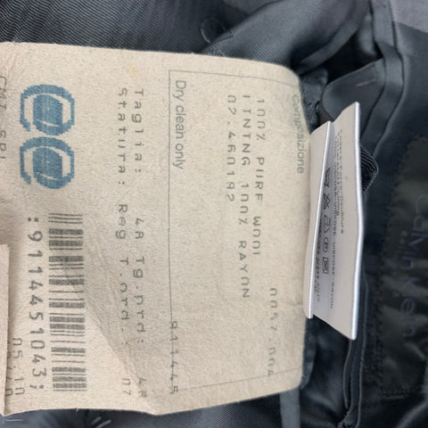CALVIN KLEIN COLLECTION Size 38 Dark Gray Wool Notch Lapel Suit