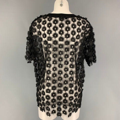 CARVEN Top de vestir con cuello redondo y encaje negro talla M
