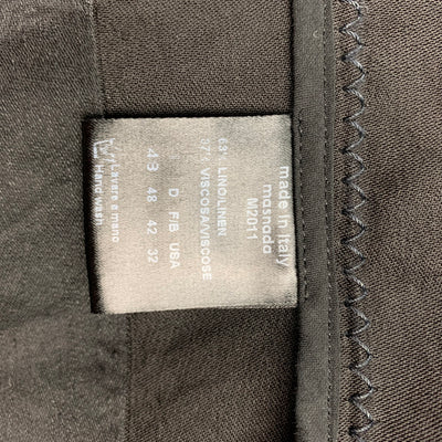 MASNADA Size XS Black Linen Blend Notch Lapel Vest