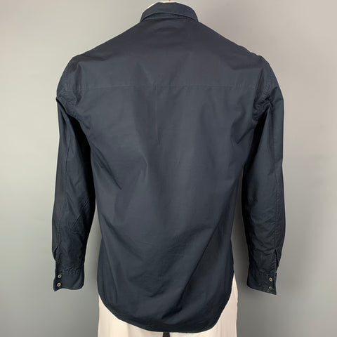 JIL SANDER Taille L Chemise à manches longues boutonnée en coton indigo