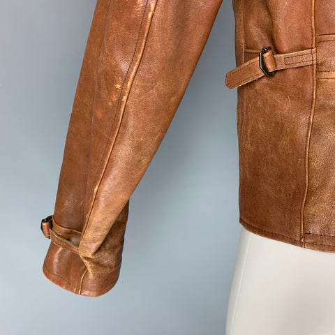 POLO by RALPH LAUREN Size S Tan Distressed Leather Jacket