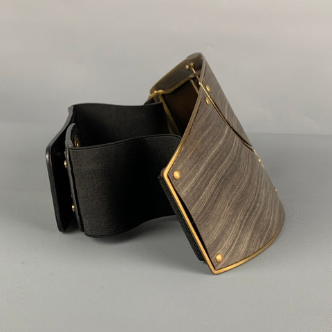 LANVIN Size S Black Brown Metal Leather Corset Belt