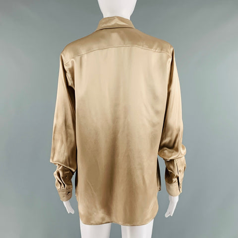 RALPH LAUREN Size 8 Beige Silk Blouse Dress Top