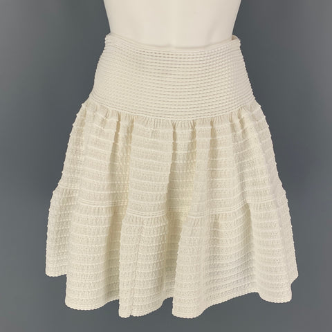 ALAIA Falda hasta la rodilla con círculo texturizado de mezcla de algodón blanco talla 4