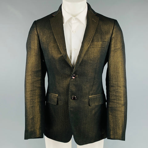ETRO Size 38 Gold Black Jacquard Polyester Cotton Sport Coat