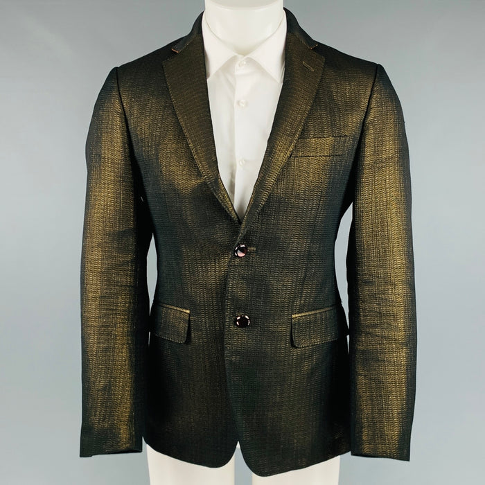 ETRO Size 38 Gold Black Jacquard Polyester Cotton Sport Coat