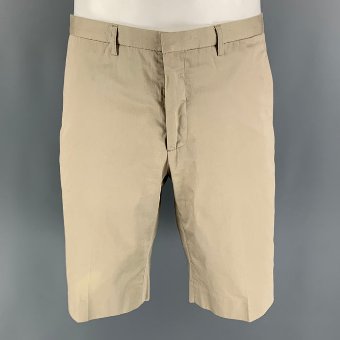 PS by PAUL SMITH Talla 32 Pantalones cortos con bragueta y cremallera de algodón liso color caqui