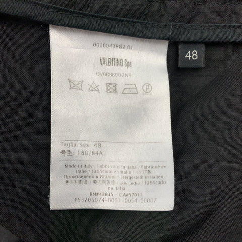 VALENTINO Size 32 Black Navy Stripe Wool / Mohair Drawstring Casual Pants