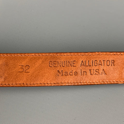 PAT AREIAS Size 32 Brown Textured Alligator Leather Belt Strap