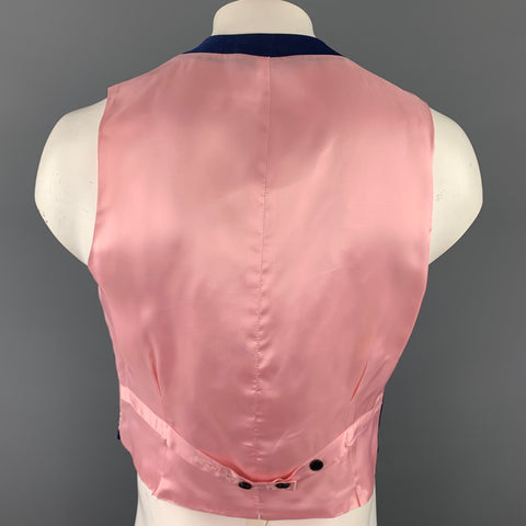 PAUL SMITH Size 42 Navy Wool / Mohair Shawl Collar Vest